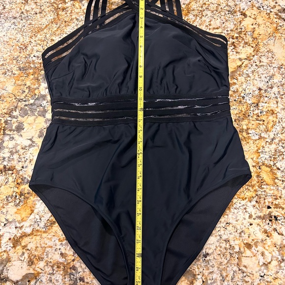 Amazon Criss Cross Sheer Black One Piece Swimsuit size XXL - Picture 3 of 5